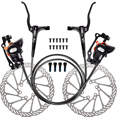 CNC Hydraulic Disc Brakes Set,Mountain Bike Hydraulic Disc Brake Set Front and Rear Disc Brake Caliper set,Black
