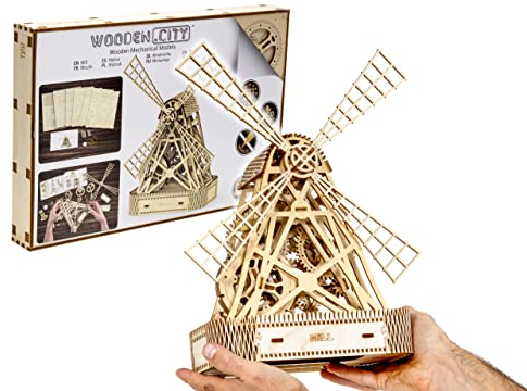WOODEN.CITY Holzpuzzle Erwachsene - 3D Puzzle DIY Spielzeug - Mechanisch, Holzmodellbausatz zum Bauen - Mühle, Windmühle, Büro Geschenke, Geschenke für den Chef, Geschenke für Freunde