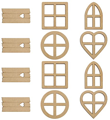 VGOL 12 Stück Feenfenster aus Holz, Mini-Dekoration, Fenster, Bastelbedarf, Basteln, Verschönerung für Haus, Garten, Scrapbooking, Kartenherstellung, Kunst