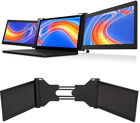 13.3 Inch Triple Laptop Screen Extender, 1080P Triple Portable Monitor for Laptop, Dual Extender Screen with FHD IPS Display, HDMI/USB/USB C Plug and Play Monitor for 13.3 to 16.5in Laptop(Black)