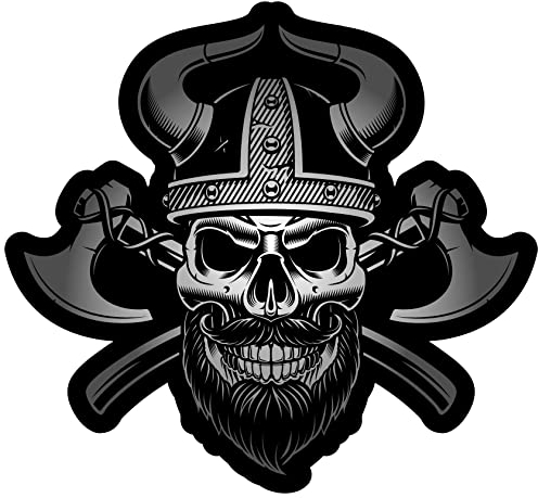 Samunshi Viking Skull Totenkopf Aufkleber Autoaufkleber für Motorrad Fahrrad Roller oder Auto Sticker Schädel Totenschädel Wikinger (20x18cm Viking Skull Totenkopf)