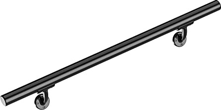 Meranti Pasamanos de aluminio para escalones y escaleras interiores o exteriores, barandillas para ancianos, kit completo de barandilla de escalera (AHR, negro, 6 pies de longitud)
