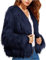 Damen Strickjacke Kunstpelz Strickjacke Vintage Parka Pelzjacke Mantel Flauschiger Mantel Luxus Winter Warmer Flauschiger Kurzmantel Jacke Parka (Navy blau,XL)