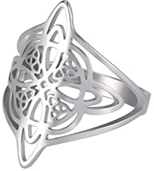 Dreamtimes Witch Knot Ring für Frauen Edelstahl Bar Ringe Keltisch Quaternary Witchcraft Witch Knot Ring Witchcraft Amulett Geschenkschmuck (7)