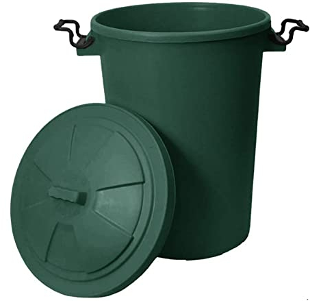 TENLITE 50L Extra Large Heavy Duty Plastic Bin Dustbin Storage Unit with Locking Lid for Home Garden Rubbish Waste Animal Feed (Dark Green)