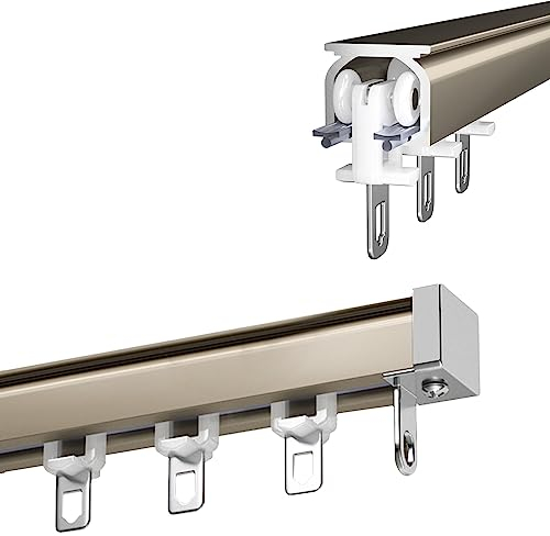 LIYI929GP Aluminium Curtain Rail Gardinenstange Vorhang Schiene, 1-Track Curtain Tracks for Sliding Curtains, Ceiling Rail Wall Curtain Poles System with Hooks, Motorhome Room Divider, Raumteiler