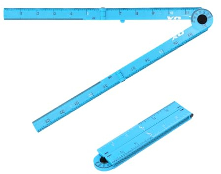 OX Tools Pro 24 Inch Cyan Imperial Tuff Construction Ruler with 3 Quick Measure Sections & Easy Angle Finder