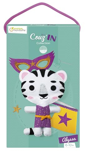 MY MANDARINE KC154C - Kreativbox Nähen lernen, Maxi Couz'In, 1 Kuscheltier aus Filz zum Basteln, ab 6 Jahren, Charlie der Bär, 1 Box