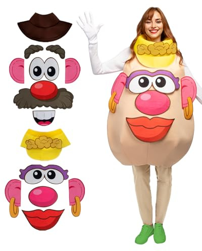 Funidelia Official Mr Mrs Potato Costume for Men and Women with Accessories, Original and Funny Tunic for Adults, Carnival, Halloween and Party Costumes - Size One size
