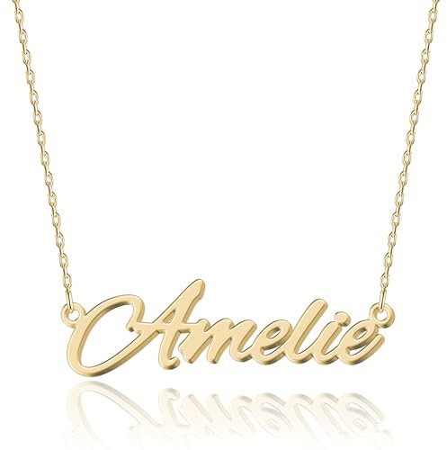 UMAGICBOX Personalisierte Damen 18K Gold Namenskette Amelie - Hochwertiger Edelstahl-Anhänger für besondere Erinnerungen und täglichen Gebrauch