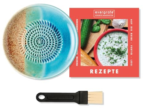 evergrate Ocean Ceramic Grater with Brush and Recipe Book