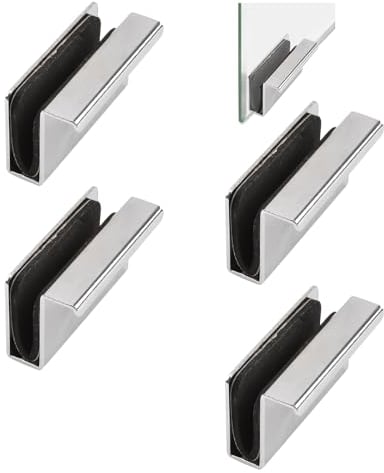 UFURMATE Glas-Fingerkantenzug, 4 Stück, Schrank-Finger-Ziehgriff, Glastür-Clips, Schrankriegel-Klemme, verdeckter Griff für Vitrinentür (Silber)