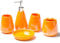VECNUM Keramik Perlglasur Badset Badezimmer Zubehör Set Mit Seifenspender, Zahnputzbecher, Seifenschale, Zahnbürsten-Halter,5Pcs,Orange