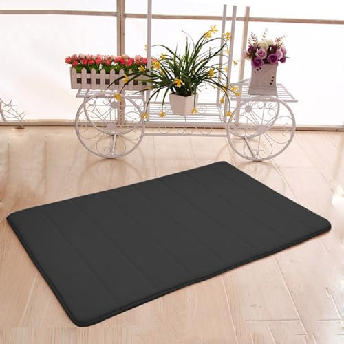 qing yun Weiche Badematte, Badezimmerteppich, Memory-Schaum, extra weich, rutschfest, saugfähig, schnell trocknend, Badezimmer-Bodenmatte für Küche, Zuhause (80 x 160 cm, schwarz)