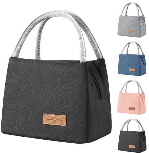 Ruucy Bolsa Termica Porta Alimentos, 8L Bolsa Nevera Pequeña, Portátil Bolsa de Comida para Trabajo, Escuela, Viajes, Camping, Picnic(Negro)