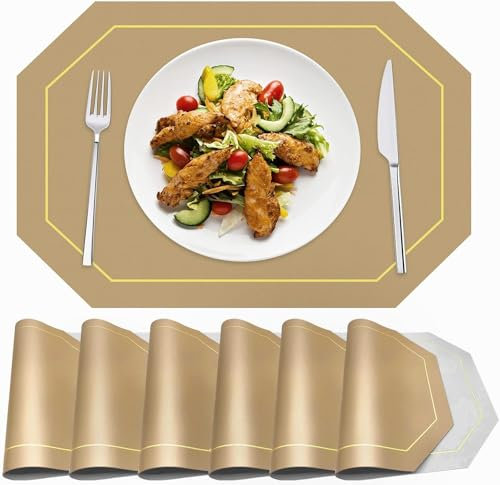 Supercap 6 Sottopiatti in Finta Pelle – Tovagliette Impermeabili Lavabili per Tavolo da Pranzo, Tovagliette Reversibili per Cucina, Matrimoni, Caffetterie