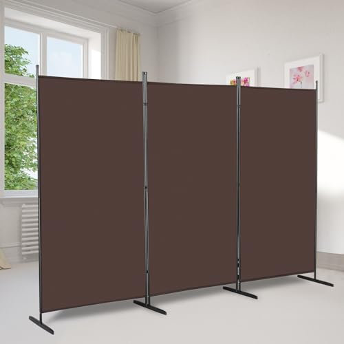 Raumteiler Klappbar Freistehend Trennwand Paravent Umkleide Sichtschutz Wand Raumtrenner 3-TLG. 345x180cm Polyestertuch (Braun)