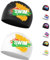 Gorro Natación Niños 6-14 Años - 2 Piezas Gorro Piscina Niños Niñas Impermeable para Cabello Corto y Largo (Dorado y Verde)
