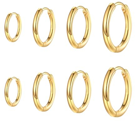 4 Paires Acier Inoxydable Boucles d’Oreilles Anneau Homme Femme Boucles d Oreilles Créole, Boucle d Oreille Homme Anneaux, Boucle d'oreille Femme Creole, Boucle d Oreille Petite Or
