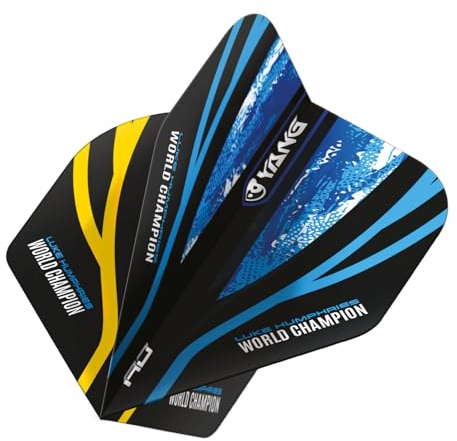 RED DRAGON Yin Yang Doppelseitige Luke Humphries World Champion Blue & Gold Standard Dart-Flights, 3 Sets pro Packung (9 Dart-Flights insgesamt)