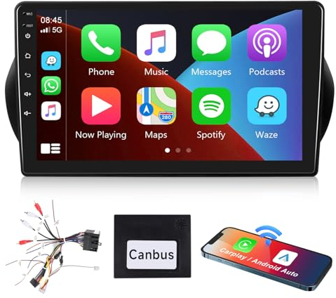 Podofo Carplay Autoradio für Citroen Nemo/Peugeot Bipper/FIAT Fiorino Qubo 2008-2017, 10.1 Touchscreen 2G+64G mit Wireless Carplay Android Auto, Bluetooth/GPS/WiFi/FM/RDS/SWC/HiFi/USB+Rückfahrkamera