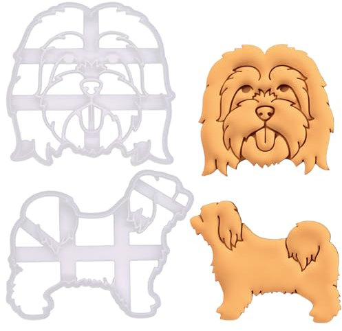 BAKERLOGY Sat von 2 Tibet-Terrier Ausstechformen (Hunderasse) - Detailliertes Keksausstecher-Design zum Backen und Basteln, ideal für Fondant, Teig, Ton