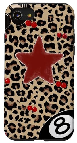 iPhone SE (2020) / 7 / 8 Star & Cherry 8 Ball Y2K On Cheetah Leopard Print Case