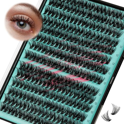 50D Wispy Lash Clusters, 12mm DIY | 280Pcs, Natural Look, Soft False Eyelashes, for Beginners