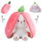 Hase Kuscheltier Plüschtiere, 25CM Osterhase Plüschtier, Erdbeer Hasen Verstecken Und Suchen Ausgestopftes Spielzeug, Erdbeer Plüsch Ostergeschenke Für Kinder, Jungen, Mädchen (Rosa)