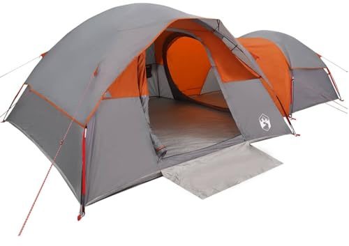 vidaXL Campingzelt 5 Personen Grau und Orange Wasserdicht, Zelt, Wanderzelt, Zelt leicht, Gartenzelt, leichtes Zelt, wasserdichtes Zelt
