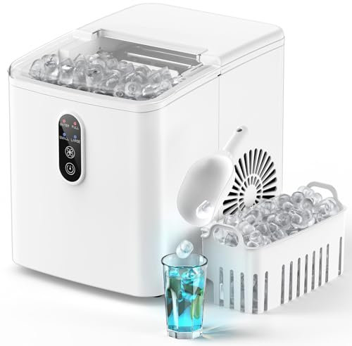 Ice Maker Machine,9 Ice Cubes Ready in 6 Mins,12kg/24H 2 Size S/L with Scoop and Basket,Self-Cleaning Ice Cube Maker for Home Party Camping