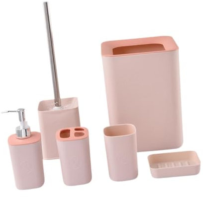 YWJLQH Set de 6 Accessoires pour Salle de Bain avec Gobelet de Rinçage, Rose