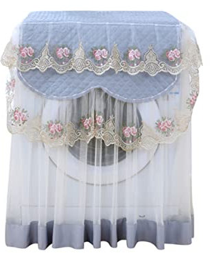 Homoyoyo Copertura Lavatrice Volant in Pizzo Floreale Copri Lavatrice Grigio Media Protezione Decorativa per Elettrodomestici e