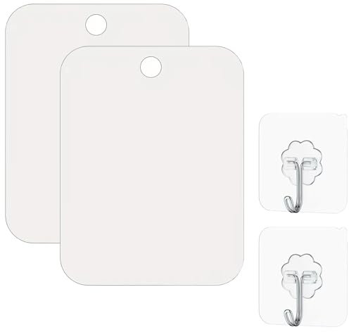 Hinapan 2 Stück Bruchsicherer Anti-Beschlag Duschspiegel, mit 2 Haken, Rasierspiegel (25x20 cm), Hängespiegel für Badezimmer, rahmenloser Make-up Spiegel, tragbarer Campingspiegel