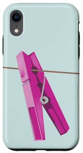Rosa mollette su una linea di lavaggio stendibiancheria Custodia per iPhone XR