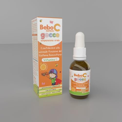 Bebo C bambini goccce sospensione orale da 10 ml Contribuisce alla normale funzione del Sistema Immunitario nei bambini +7 mesi-integratore con vitamina C - GUSTO AGRUMI