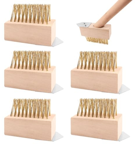 Fiacvrs Weed Brush Remover Tool for Cleaning Patios, Heavy-Duty Garden Brush with Angled Wire Bristles, Moss Removal Puller for Cleaning Block Paving Grout Deck Paver Patio Walkway(5PCS)