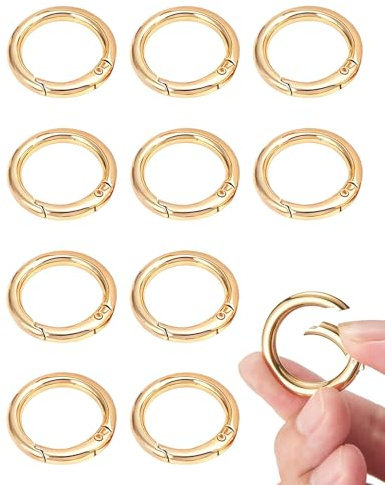 HUVZOR 10 Stück Rund Karabinerhaken 30 mm O-Ring Zinklegierung Karabiner Federspaltringe Schlüsselring Klein für Bastelarbeiten, DIY Taschenringe Handwerk Machen, Taschenzubehör