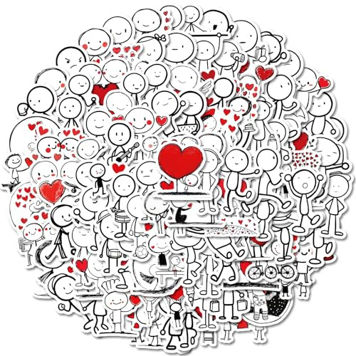 PRETTYSUNSHINE Liebe Aufkleber 100 Stück, Wasserfeste Graffiti Lustig Anime Sticker für Laptop Fotoalbum Journal Scrapbook Kindle Kühlschrank Koffer Skateboard Helm Motorrad