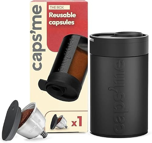 CAPS ME - Nachfüllbares Kapsel-Set, kompatibel mit Nescafé Dolce Gusto (1 Shaker + 1 wiederverwendbare Kapsel aus Edelstahl mit integriertem Kapselentleerer) – wirtschaftlich und umweltfreundlich