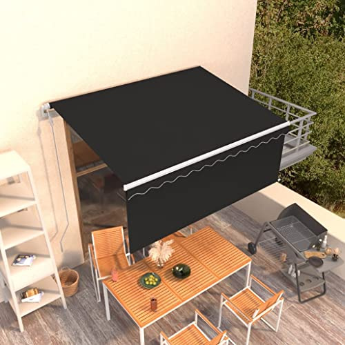 Automatische Gelenkarmmarkise mit Volant 3x2,5 m, Anthrazit, UV- & Wasserbeständig, Pulverbeschichtetes Aluminium, für Balkon, Terrasse, Garten, Sonnenschutz