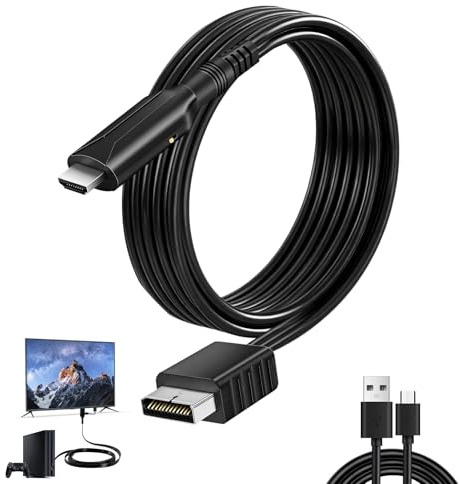 SureFly PS1/PS2 to HDMI Adapter Cable, HD Video Audio Converter Supporting 720P/1080P Output, Multimedia Link Connector for 1/2 Consoles, Projector, Monitor and HDTV
