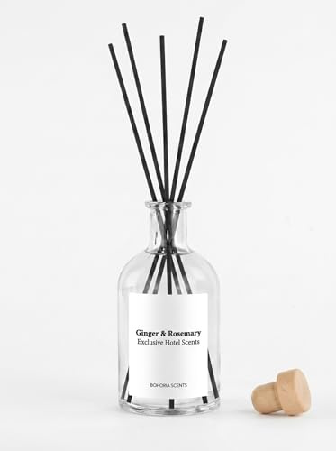 BOHORIA® Raumduftstäbchen Ginger & Rosemary 250 ml – Duftstäbchen mit Grapefruit, Pfeffer, Rosmarin, Ingwer, Vetiver & Moos – Reed Diffuser für Boutique Hotel Feeling (Ginger & Rosemary, 250 ml)
