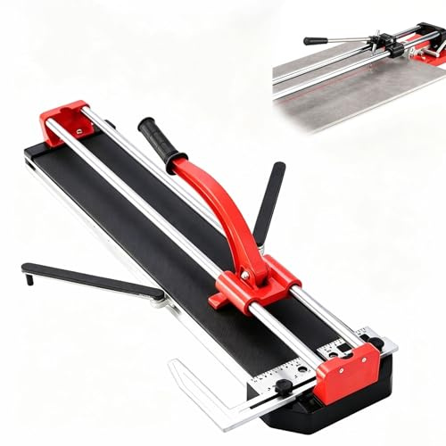 Precision Ceramic Tile Cutter, 24-48 Inch Porcelain Floor Manual Tool, Double Track Alloy Scoring Wheel Handheld Vinyl Plank Cutter for Construction & Large Format Slates