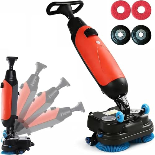 Spazzola Rotante Per Pavimenti – Lavasciuga Pavimenti Industriale, 350 Giri/Min, Larghezza 17, Doppie Spazzole, Rotazione 360°, Serbatoi 4,5 L E 7,5 L, Per Capannoni(Red)