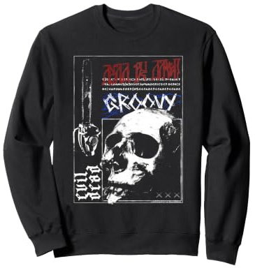 Evil Dead Horror Movie Groovy Skull Kettensäge Halloween Sweatshirt