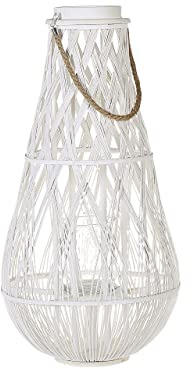 Dekolaterne Bambus/Glas weiß Höhe 77 cm Tonga