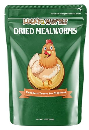 LuckyQworms High-Protein Dried Mealworms 1Lb for Birds, Chickens, Turtles, Fish, Hamsters and Hedgehogs, Non-GMO and Chemical Free, All Natural Animal Feed