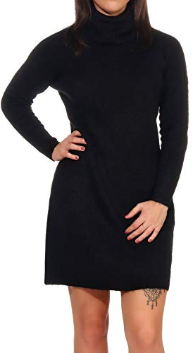 ONLY Damen Strickkleid Loose Fit Longsleeve Knit Kleid mit Langen Ärmeln ONLJANA Rollkragen Dress Pullover, Farben:Schwarz, Größe:XS