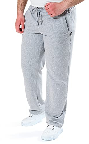 Authentic Klein Klassische gerade geschnittene Herren Jogginghose für Sport- und Freizeit aus Baumwollmischgewebe in Kurz, Lang und Übergrößen,Silbermelange,106